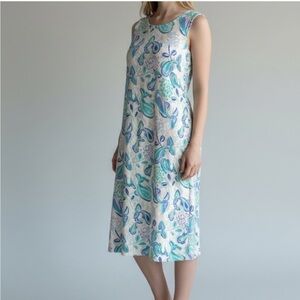 Sleeveless Midi Dress in Aqua Paisley Print